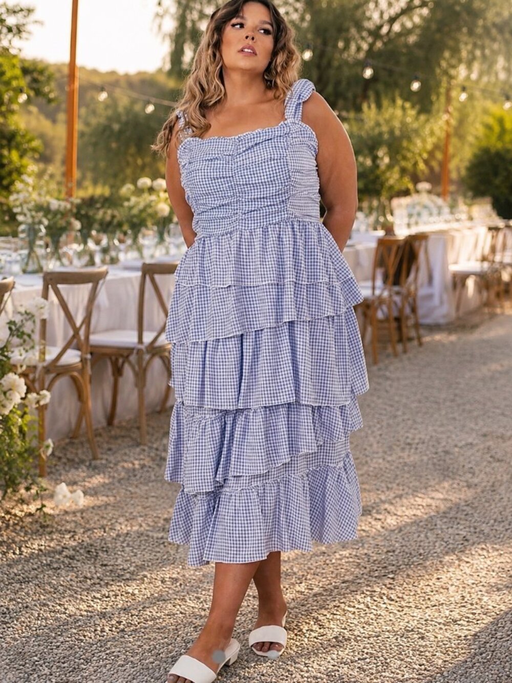 JESSAKAE Estella Gingham Tiered Ruffle Dress